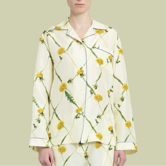 Sz 8 BURBERRY 100% Silk Floral silk poplin pajama shirt NWT $2090 MSRP - Picture 1 of 17